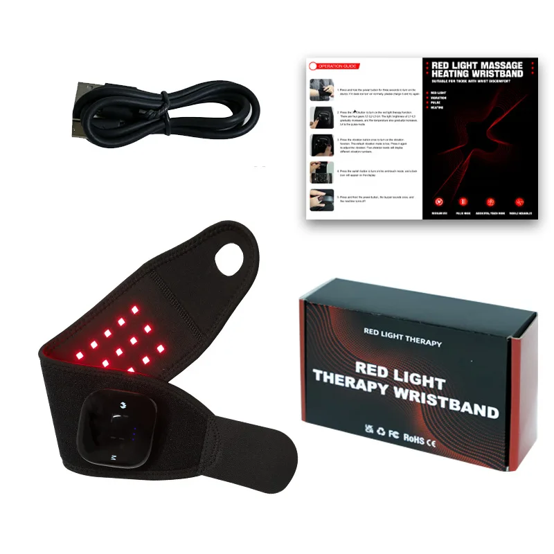 Red Light Therapy Wristband Rechargeable Heating Vibration Wireless Portable Electric Wrist Massager Relaxation Equipment