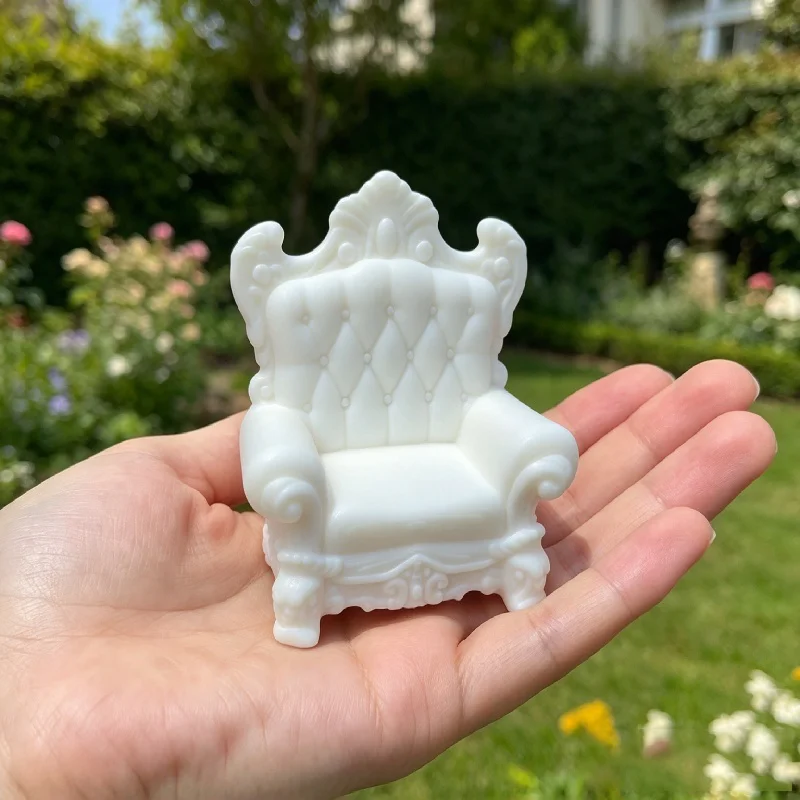 Ornate Mini Throne Chair Statue Base 3D Printed Vintage Desktop Display Stand For Small Figurine Doll Collectible Decor