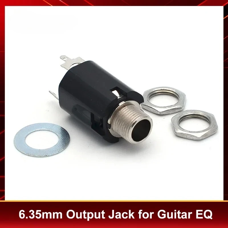 

100 шт., гитарный разъем 6,35, вход для гитарного эквалайзера, выходной звукосниматель, черный цвет