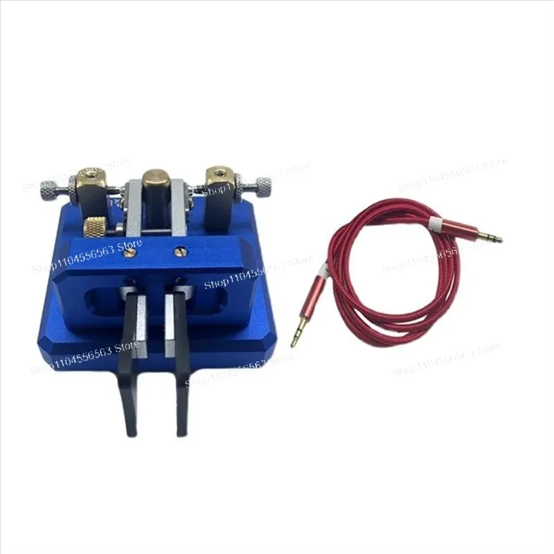 Blue Automatic Morse Dual Paddle Telegraph Key Iambic CW Key with 3.5mm Plug for Ham Radio
