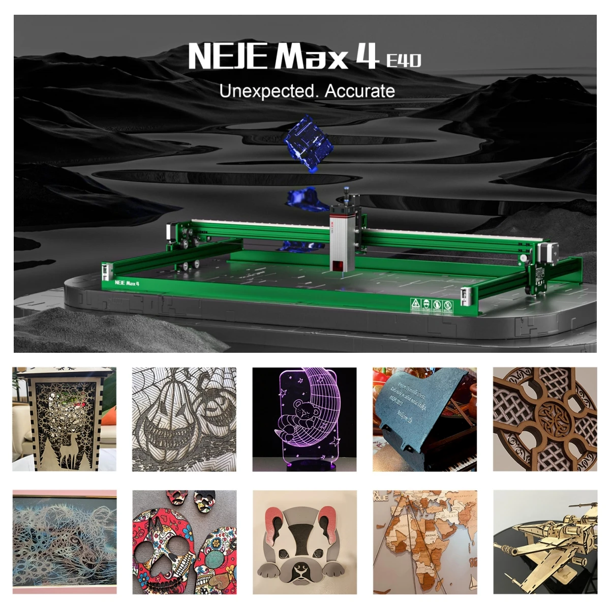 

NEJE Max 4 E40 80W CNC Laser Engraving Machine 4-Axis Industrial Laser Cutter for Metal Engraving Wood Cutting Tool Lightburn