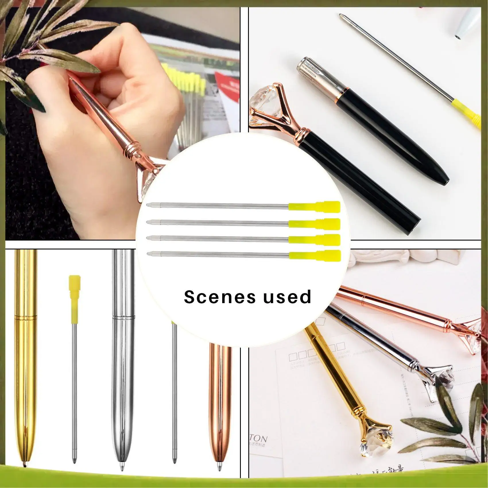 ใหม่-50 ชิ้น 3.2 นิ้วสีดําและสีฟ้าหมึกปากกาลูกลื่นเปลี่ยนเติม Smooth Writing Ball Point ปากกาเติมสําหรับ Big Crysta