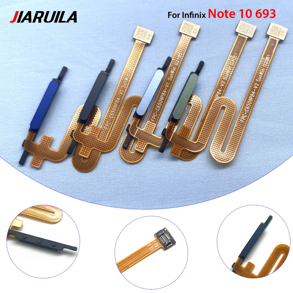 10Pcs，Fingerprint Home Button Touch ID Sensor Flex Cable Ribbon For infinix Note 7 Lite 8 8i 10 Pro 11 12i 12 Pro 30 40 4G 5G