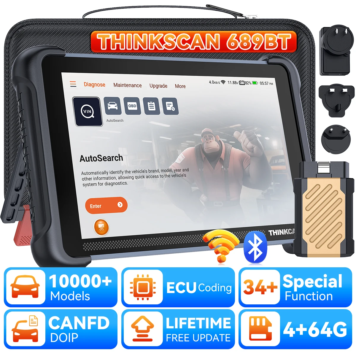 Image of NEUES THINKCAR THINKSCAN 689BT OBD2 Diagnosegerät mit Videoskop, Unterstützung für DOIP CANFD, lebenslange kostenlose Updates für alle Fahrzeuge
