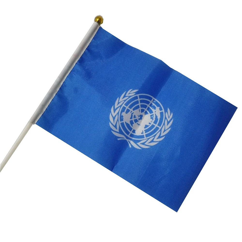 United Nations Hand Flag 14*21cm UN United Nations Flag Hand Held Waving Small Flag Indoor Outdoor Home Decor