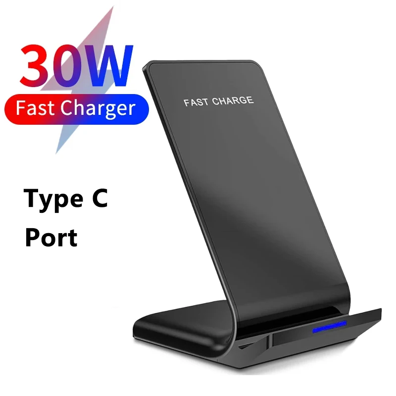 30W Qi Wireless Charger Stand Fast Charging Dock Station For iPhone15 14 13 12 11 Pro XMax Samsung S21 Dock Station Phone Holder