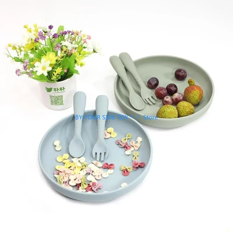 per bambini in silicone Utensili per l'autoalimentazione del bambino Senza BPA Forno a microonde e lavabile in Vassoio in