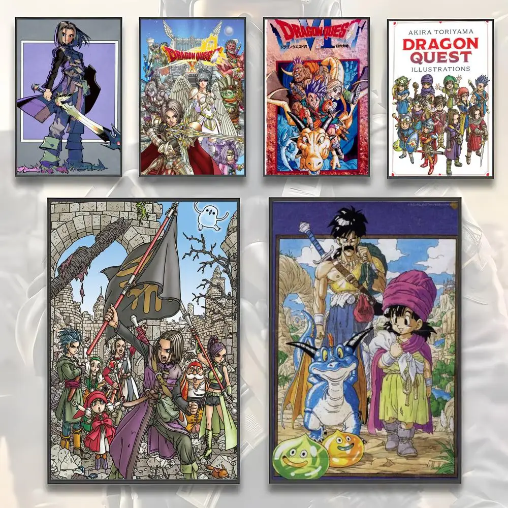 Poster, selbstklebender Wandkunstdruck, wasserfest, für Zuhause, Wohnzimmer, Schlafzimmer, ästhetische Dekoration, RPG-Abenteuerspiel D-Dragon Quest