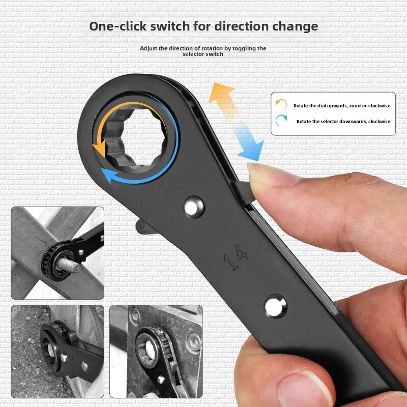 

Ratchet socket wrench with open double headed plum blossom small dual-use wrench, labor-saving tool,rust proof and easy to carry
