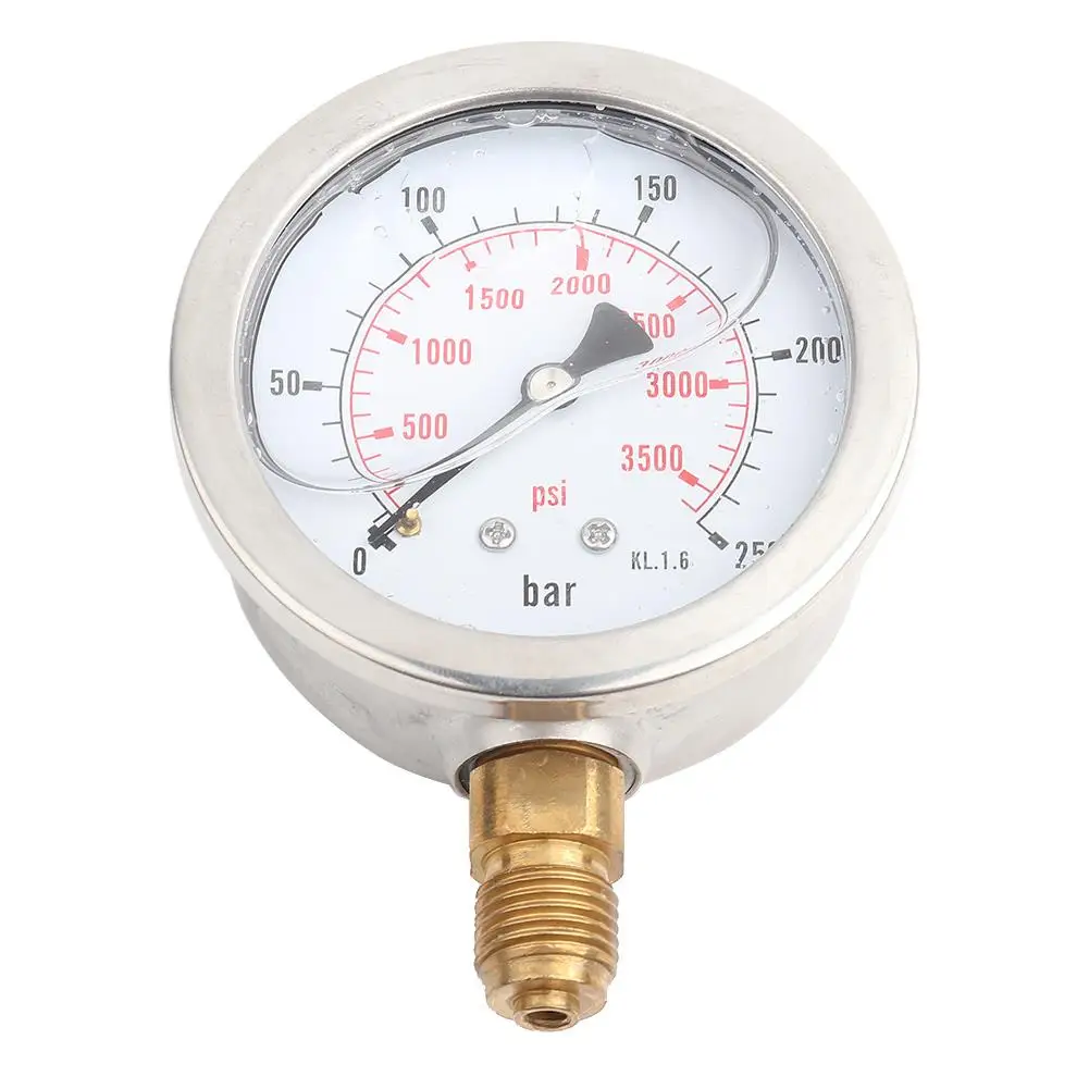 63mm Hydraulic Water Pressure Gauge 0-250Bar G1/4 3750PSI Dial Meter