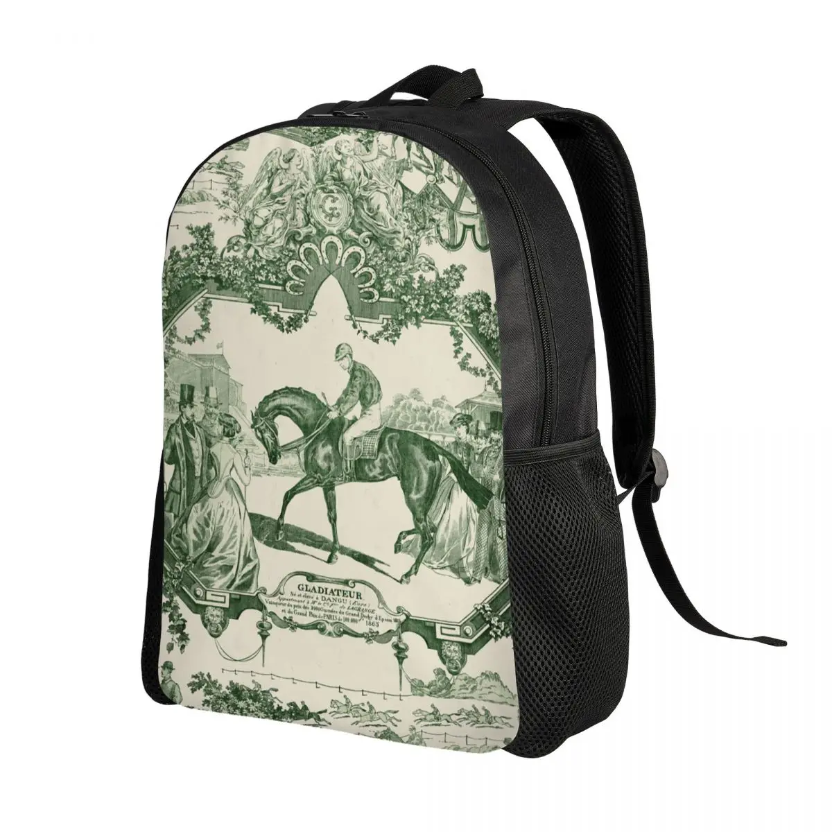 Custom Antique Vintage French Toile De Jouy Backpacks Women Men Basic Bookbag for College School Traditional France Art Bags