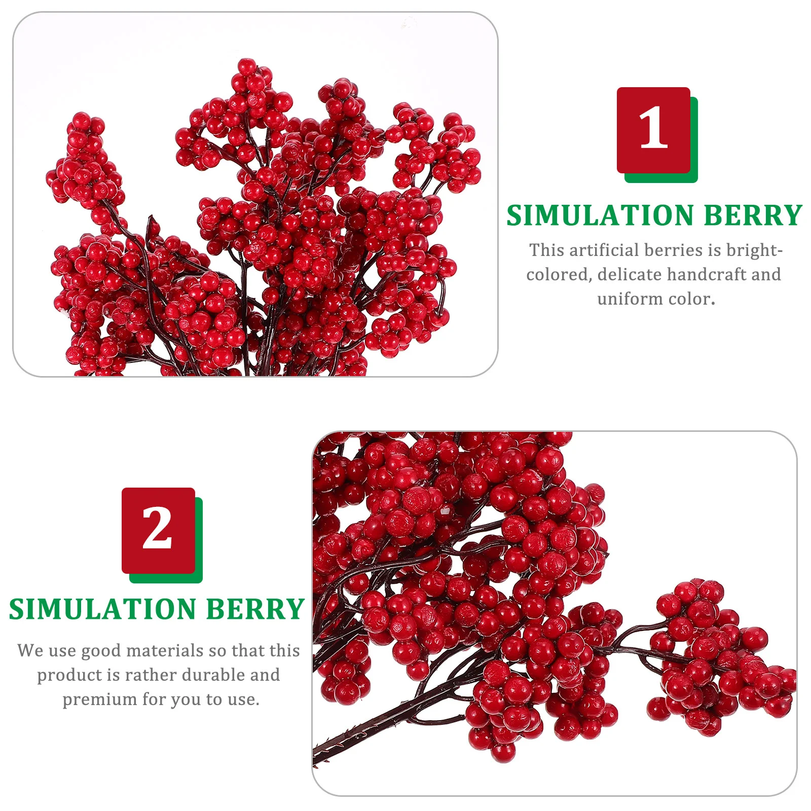 10 PCS Artificial Berries Simulation Berry Branch Fruit Christmas Fall Decor Emulation Accessories Fake for