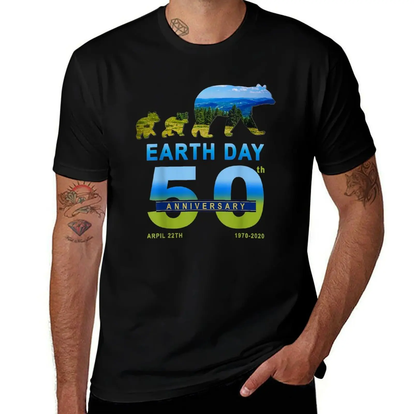 

Earth Day 50th Anniversary 2020 Bear Gift T-Shirt Outdoor Sports Short Sleeve Top
