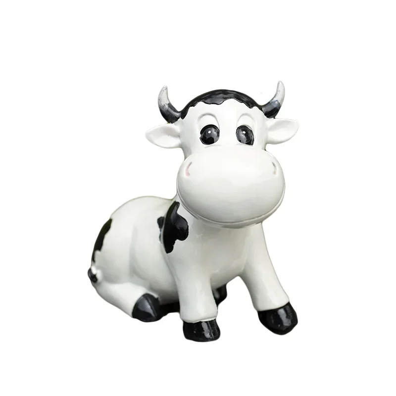 

Creative resin cow ornaments, handicrafts, gifts, cartoon small animal ornaments, living room wine cabinet decorations ornaments