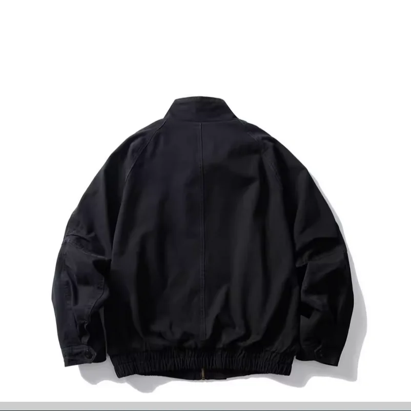 Retro Stand-Up Collar Deconstructed Patchwork Large Pockets Work Jacket Loose-Fit Casual Jacket