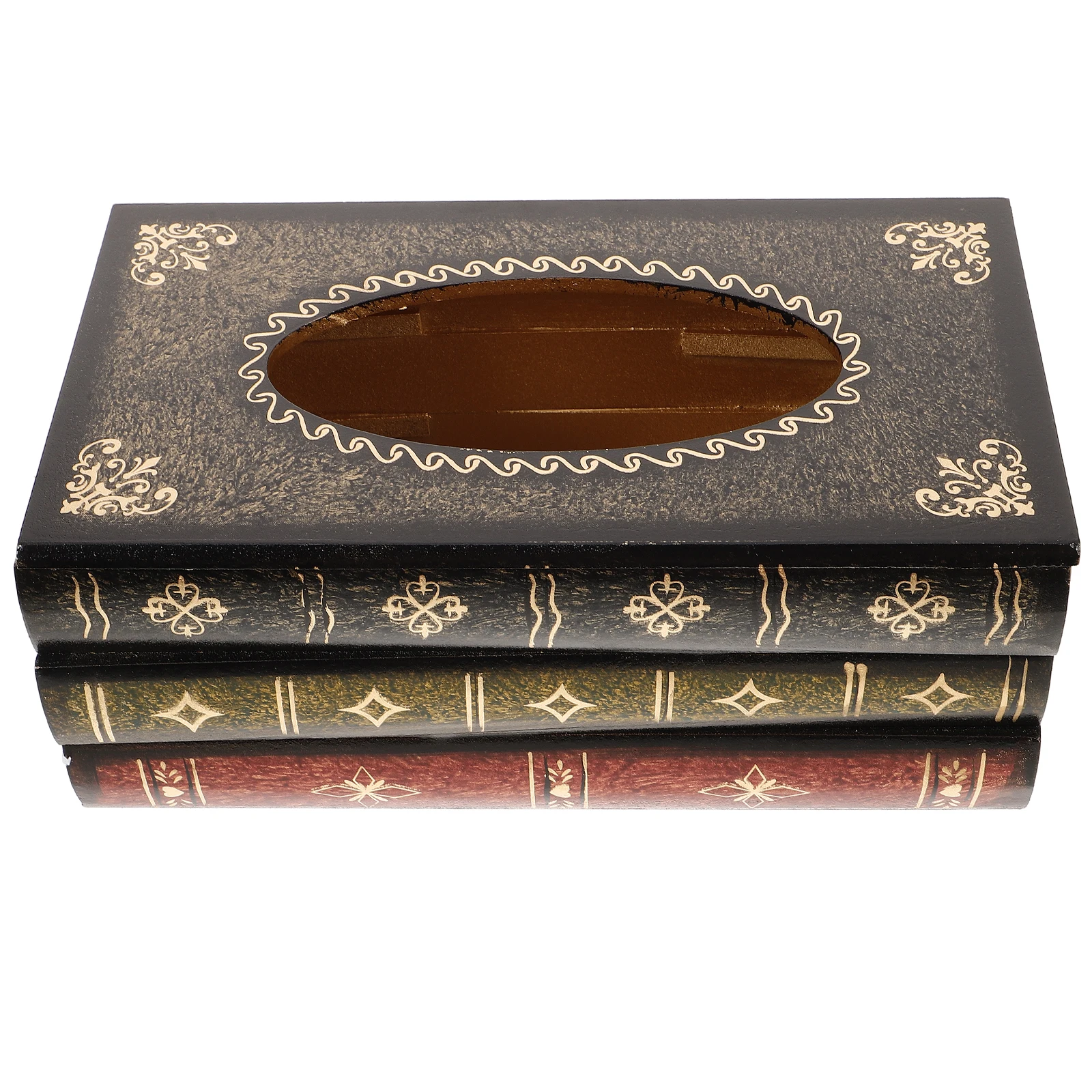 

Vintage Wooden Tissue Box Book Design Smooth Opening Facial Tissue Dispenser Decorative Napkin Holder for Home Office