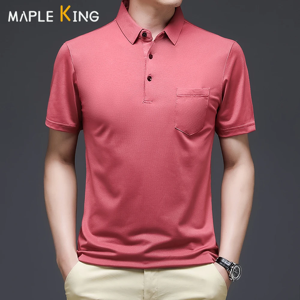 

Summer Business Formal Polo T Shirt for Men Plus Size 4XL Turndown Collar Short Sleeved Simple Male Solid Polos Shirts Clothing