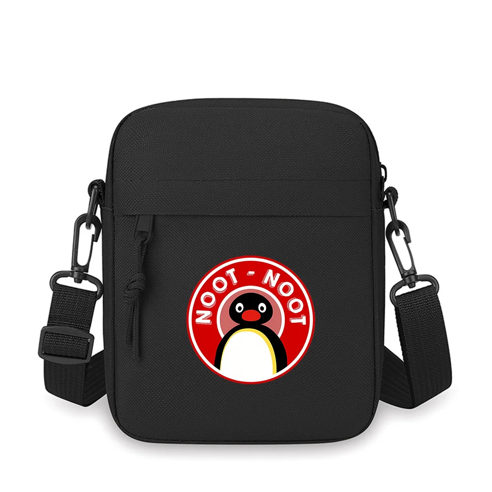 

Cute cartoon penguin encircled letters Men Crossbody Bag Single Shoulder Women Cartoon Anime Film Printing Design Unisex