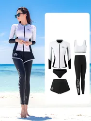 Rash Guard a maniche lunghe da uomo da donna, camicia da bagno ad asciugatura rapida + tronchi + pantaloncini con Bikini costume da bagno intero da Surf in acqua