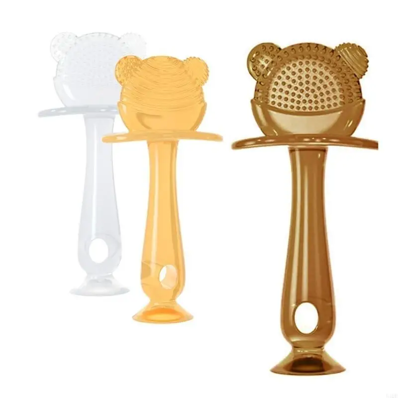 54DF Oso silicona para bebé, mordedor para dentición, juguete para aliviar dolor, para niños pequeños, recién nacidos