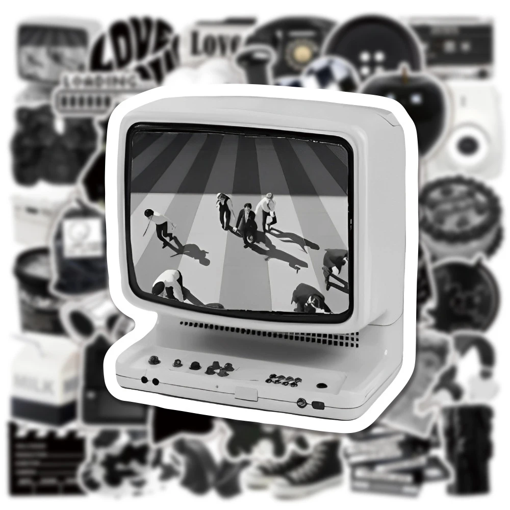 10/30/50 قطعة أسود أبيض Ins نمط الكتابة على الجدران ملصقات الفن الجمالي نمط ملصق الأمتعة دفتر الهاتف مقاوم للماء الشارات حزمة #4