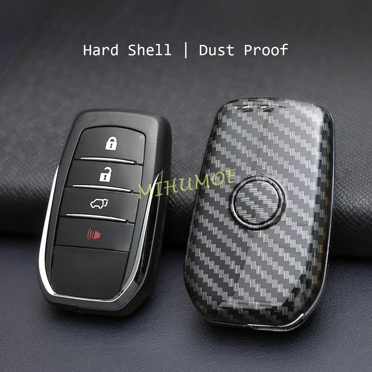 ألياف الكربون سيارة مفتاح فوب غطاء حامل سلسلة حلقة لتويوتا سيينا ميراي هايلكس فينزا هارير تندرا RAV4 رئيس ألارد #3