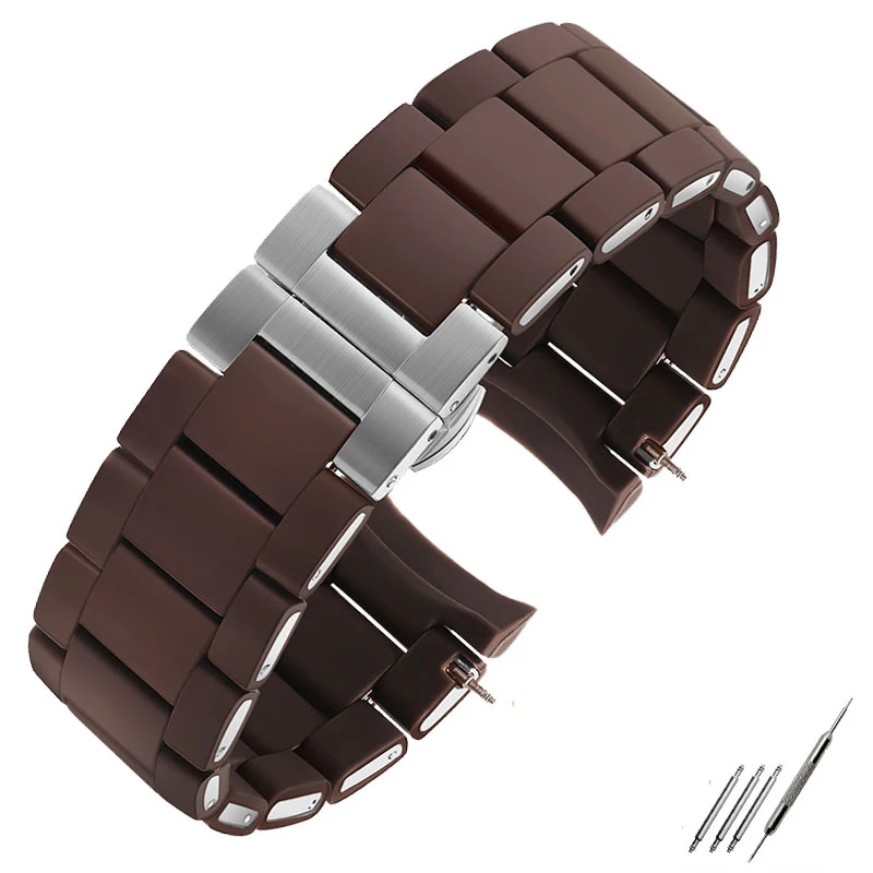 high quality curve end watchband for Armani AR5905 5890 5919 5906 5891 5920 watch band 20mm 23mm black brown and rose gold strap image 3