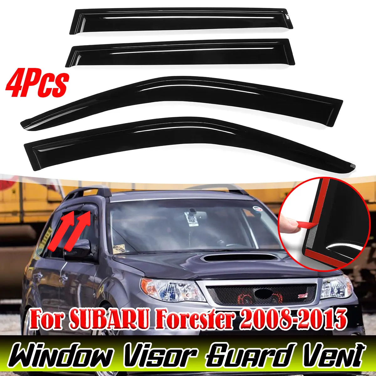 

New 4x Car Side Window Visor Deflector Weathershileds Sun Rain Guards Vent For SUBARU Forester 2008-2013 Window Wind Deflector