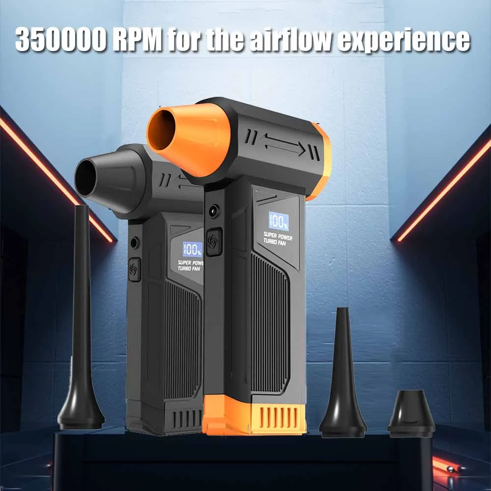 

350000RPM Jet Blower High Power Turbo Fan LED Lighting Screen Display Brushless Air Blower 8000mAh Battery