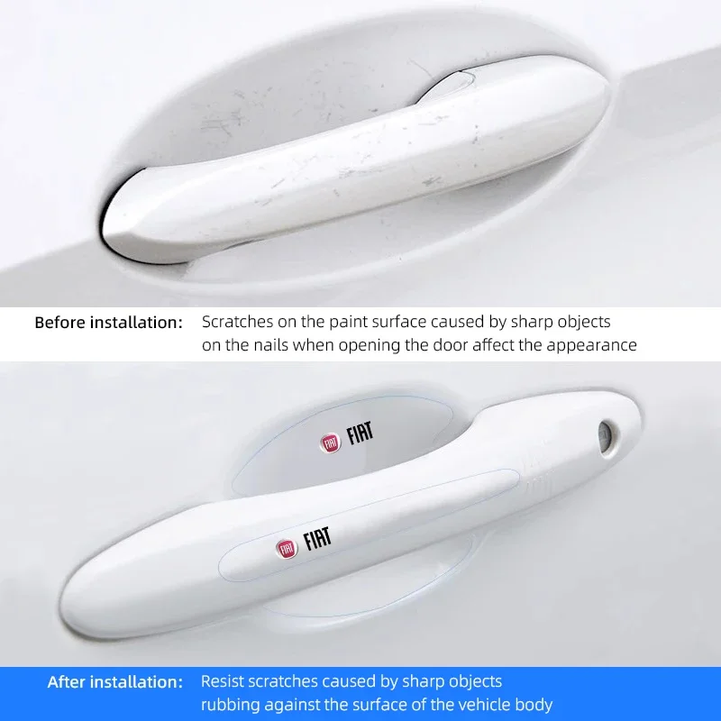 8Pcs TPU Car Door Handle Film Anti Scratch Stickers For FIAT Abarth Panda Tipo Pulse 600 Mobi 500 Cronos Fastback Freemont