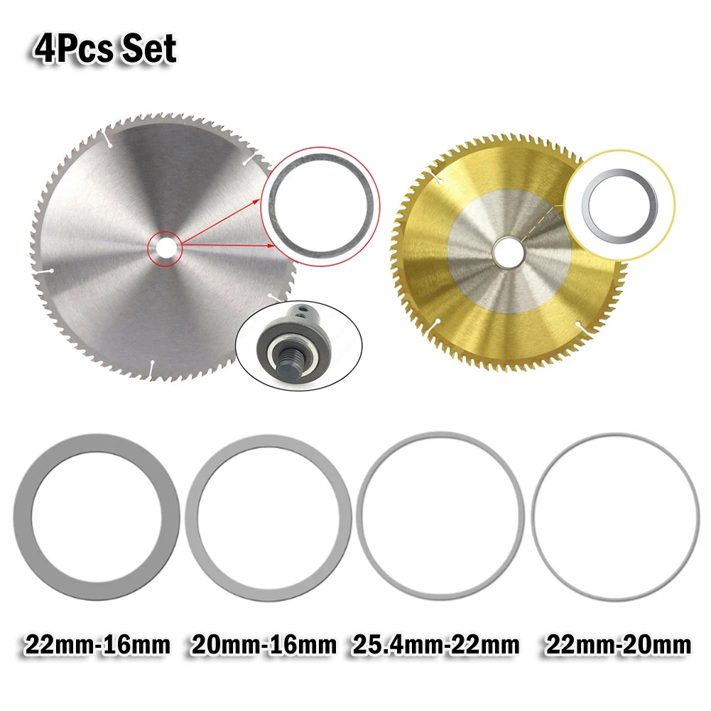 4Pcs Set Circular Saw Ring For Circular Saw Blade Reduction Ring Conversion Ring Disc Carbide Saw Blade