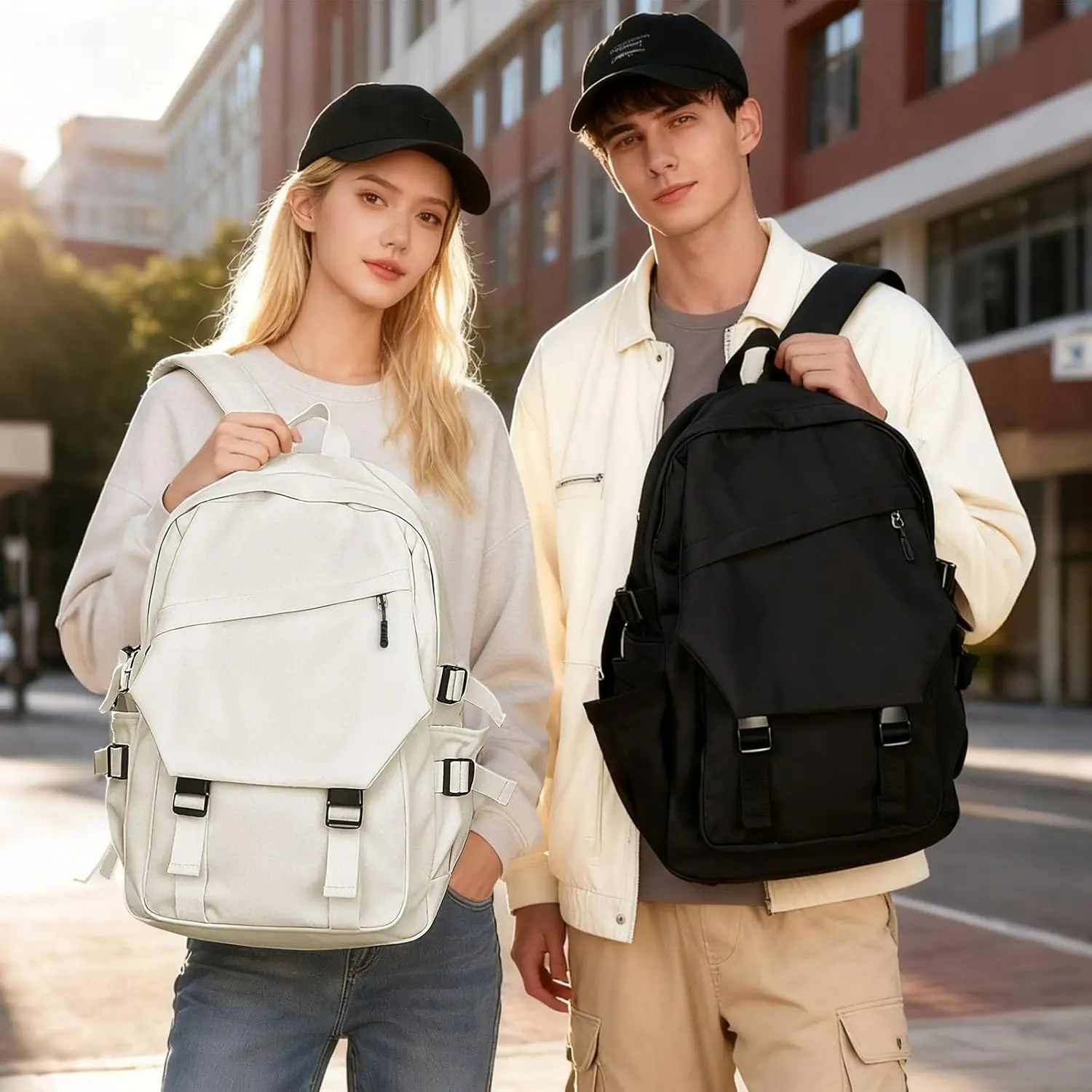 Wasserdichter, leichter Rucksack – Unisex, für den College- und Schulgebrauch (schwarz)