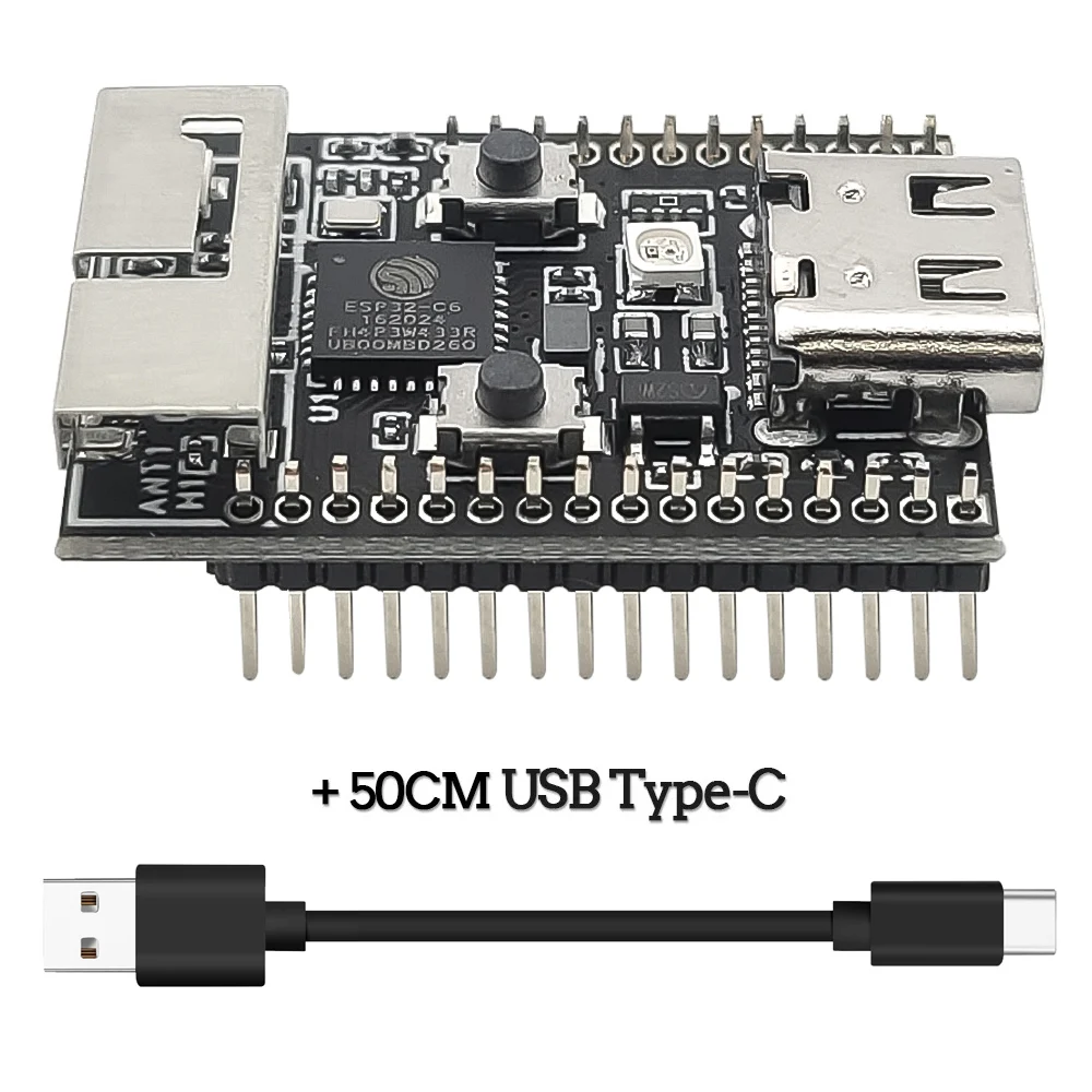 Wifi6 ESP32 C6 Entwicklungsboard RISC-V 32-Bit ESP32-C6 N4 BT Wifi Modul mit Quarzoszillator RGB LED 4 MB FLASH USB Typ-C