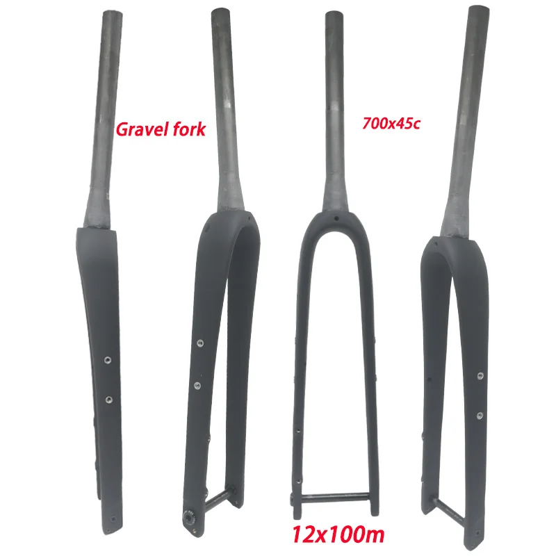 

Carbon Fiber Road Gravel Bike Front Fork with Internal Cable Route Barrel Axle for 700x45c Bikes Installation Diameter 28.6mm