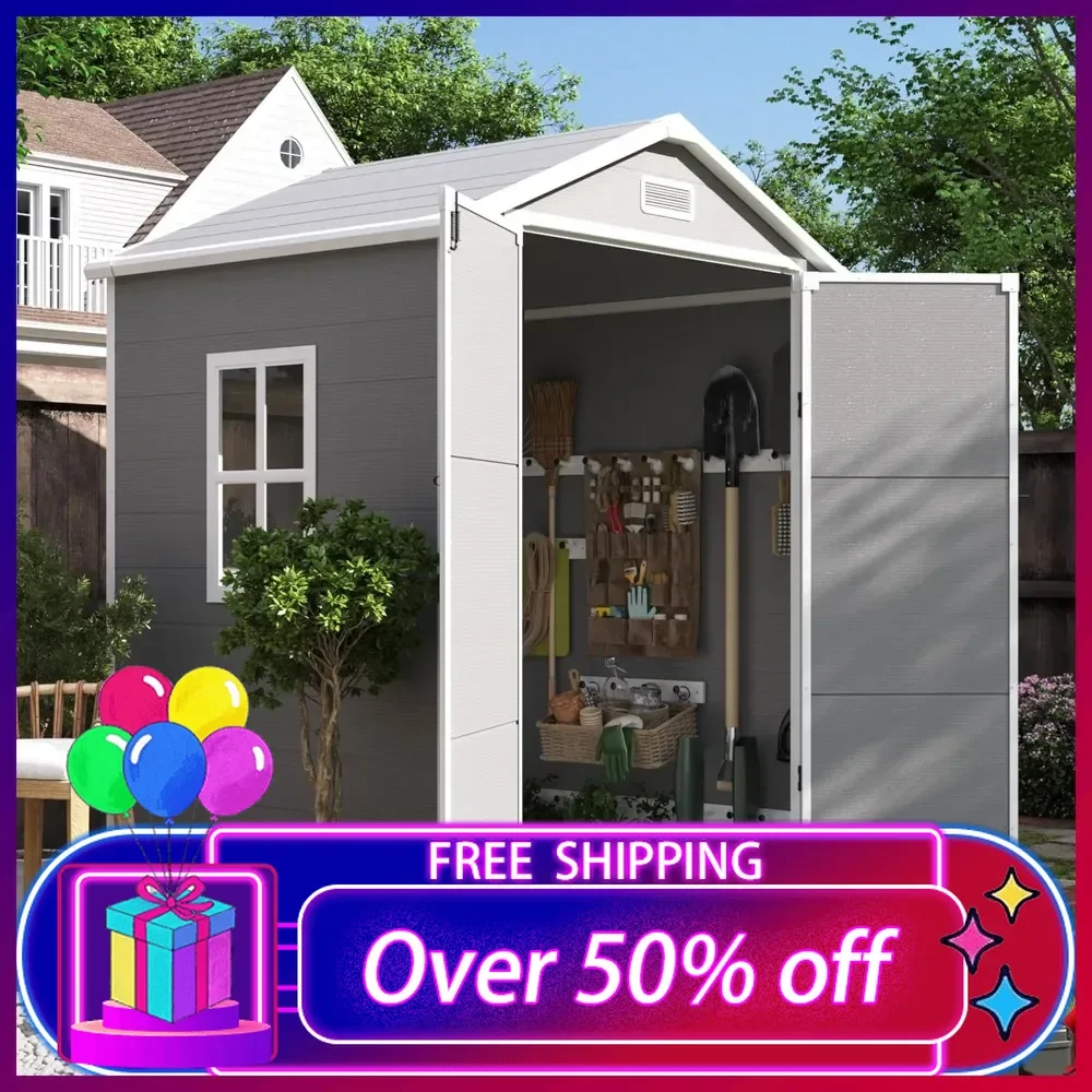 

Outdoor Resin Storage Shed 6x4.5 FT, Plastic Garden Shed for Bike, Garbage Can,Tool, Outside Sheds & Outdoor Storage Storage Box