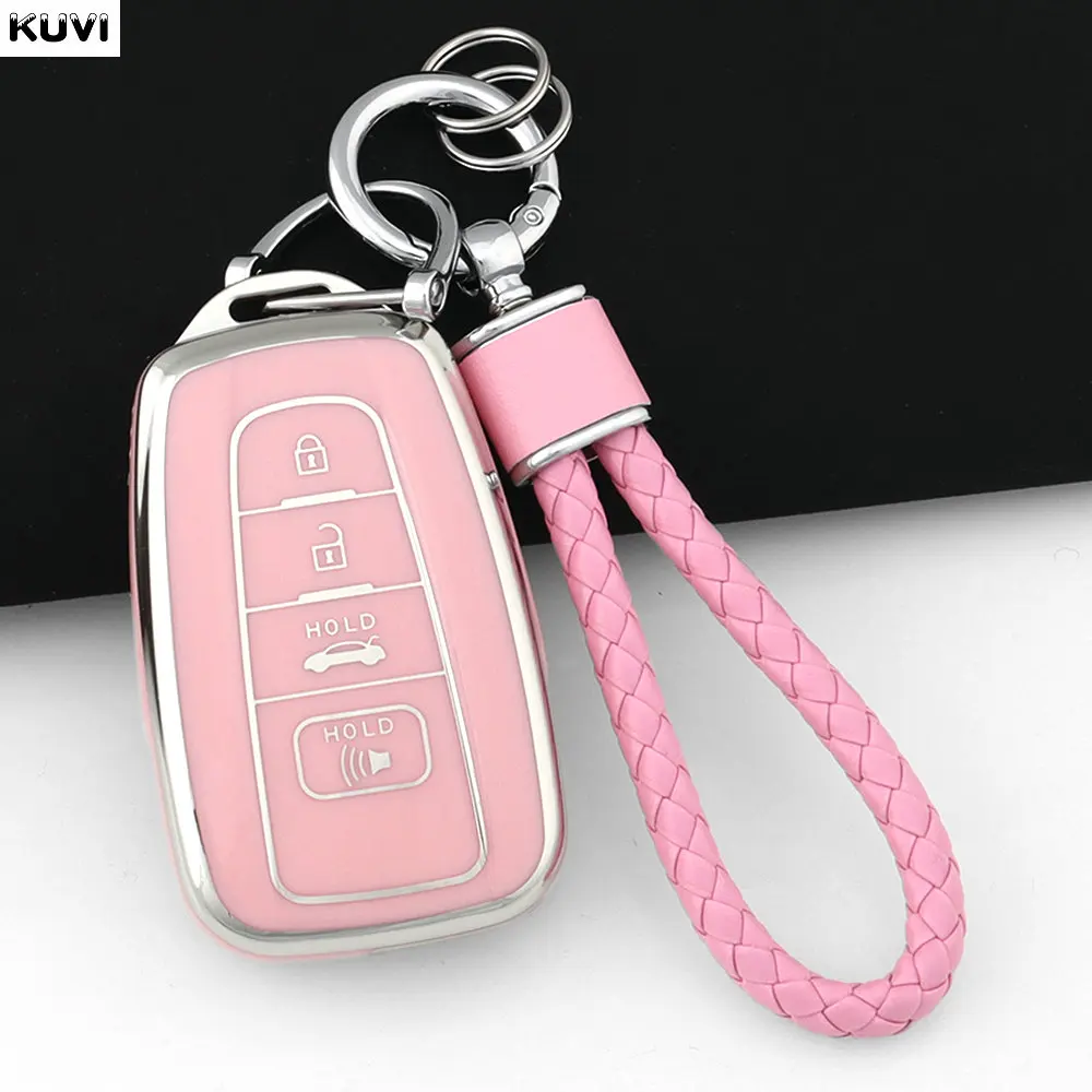 4-Tasten-TPU-Fernbedienungs-Autoschlüsselhülle für Toyota CHR Camry Corolla RAV4 Highlander C-HR Prius Land Cruiser Prado Schlüsselanhänger