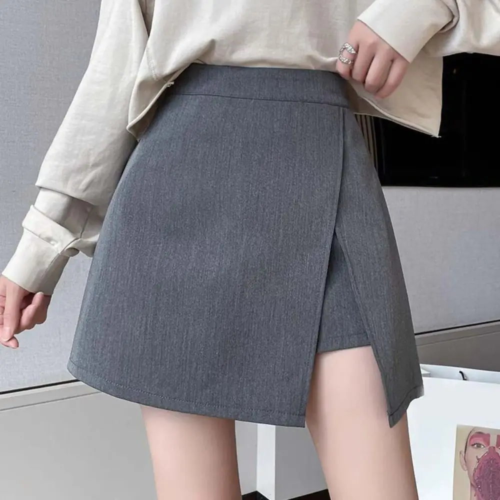 

Leisure Slit Women's A-line Skirt Y2K Asymmetric Mini Shorts Skirt Spicy Girl Style Skirt with Safety Shorts Spring Summer