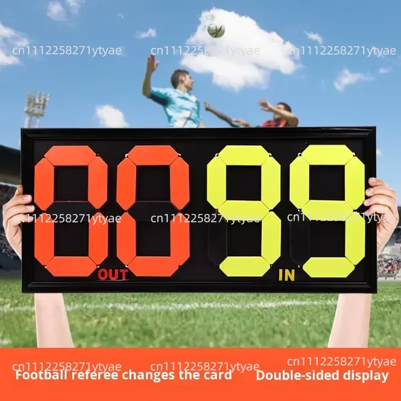 Football Substitution Card, Four-sided and Double-sided, Manual Referee Game Fluorescent Design PP Material, Color, Black,