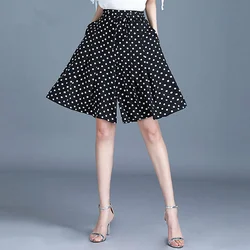 Summer New Dot Printing Loose Five Pants High Waist Plus Size All-match Wide Leg Shorts Fashion Casual Women Clothing