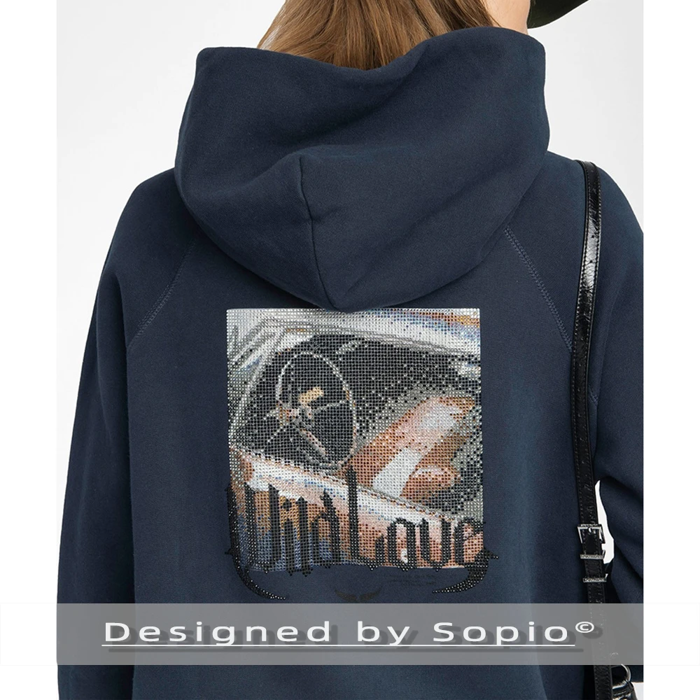 

Graphic Strass Hoodies Women Autumn Winter Long Sleeve Oversized Sweatshirt Tops Lady Fashion Hooded Sweatshirt Streetwear 2026