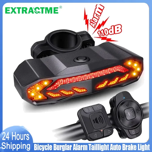 Extractme-luz trasera de bicicleta, alarma, impermeable, recargable, Scooter, bicicleta, señal de giro, lámpara de advertencia, luz de freno automático