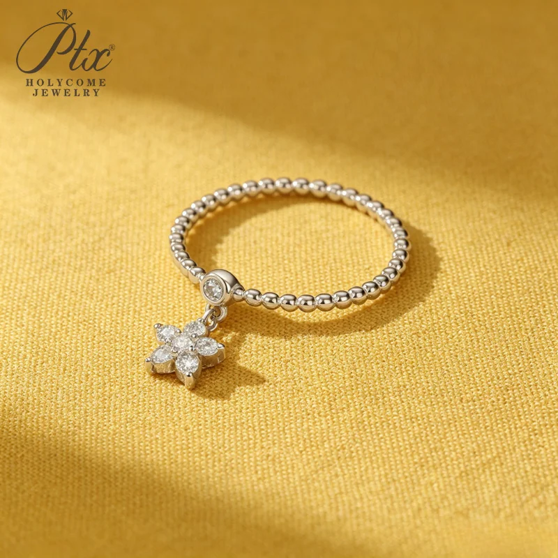 Moissanite Ring Flower D Color VVS1 Clarity Trending Date Gift Daily Wear Elegant Jewelry for Woman Fade Resistant Anti Allergy