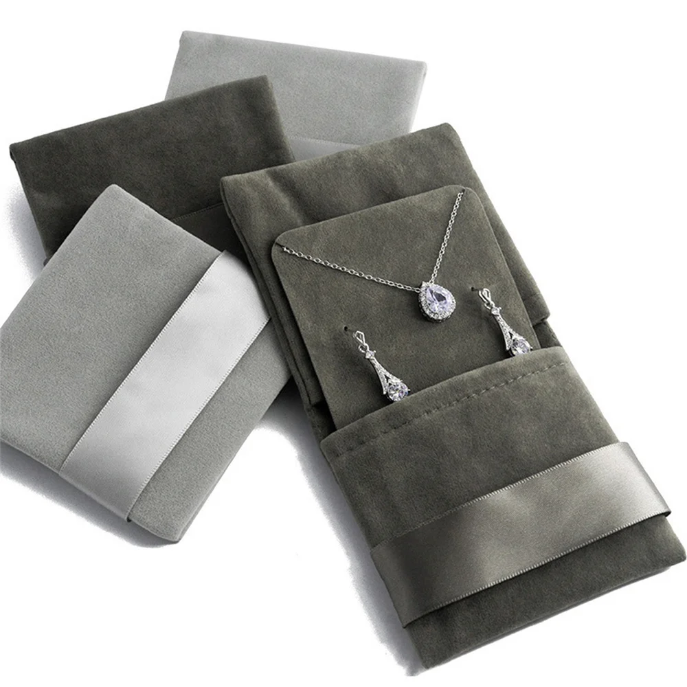 Thicken Velveteen Jewelry Bag Flip Earring Necklace Storage Square Socket Gift Packaging Bags Jewelry Packaging Display Pouches