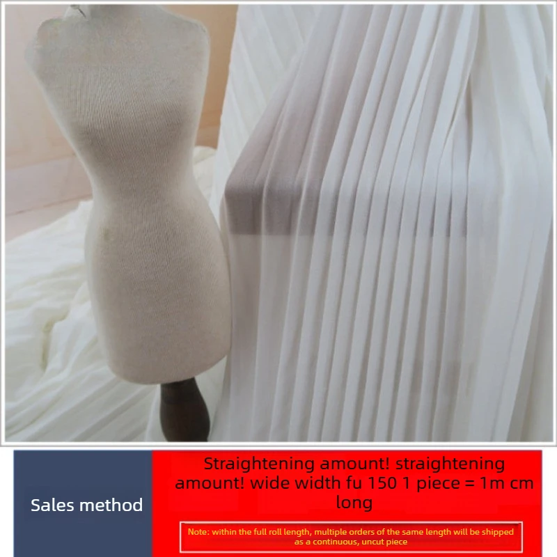 Pearl Chiffon Organ Pleated Fabric By The Meter for Skirts Dresses Tops DIY Sewing Crinkled Soft Lightweight Good Drape Cloth