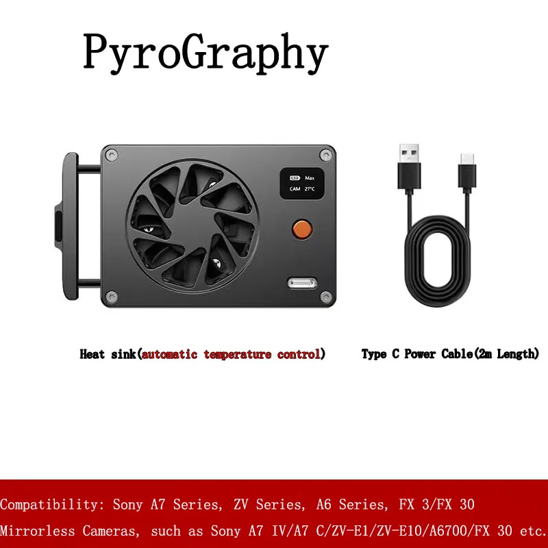 PyroGraphy Semiconductor Camera Radiator Heat Sink Cooler Fixed Snap LED Display for Sony/Canon/Fujifilm/Nikon Mirrorless Camera