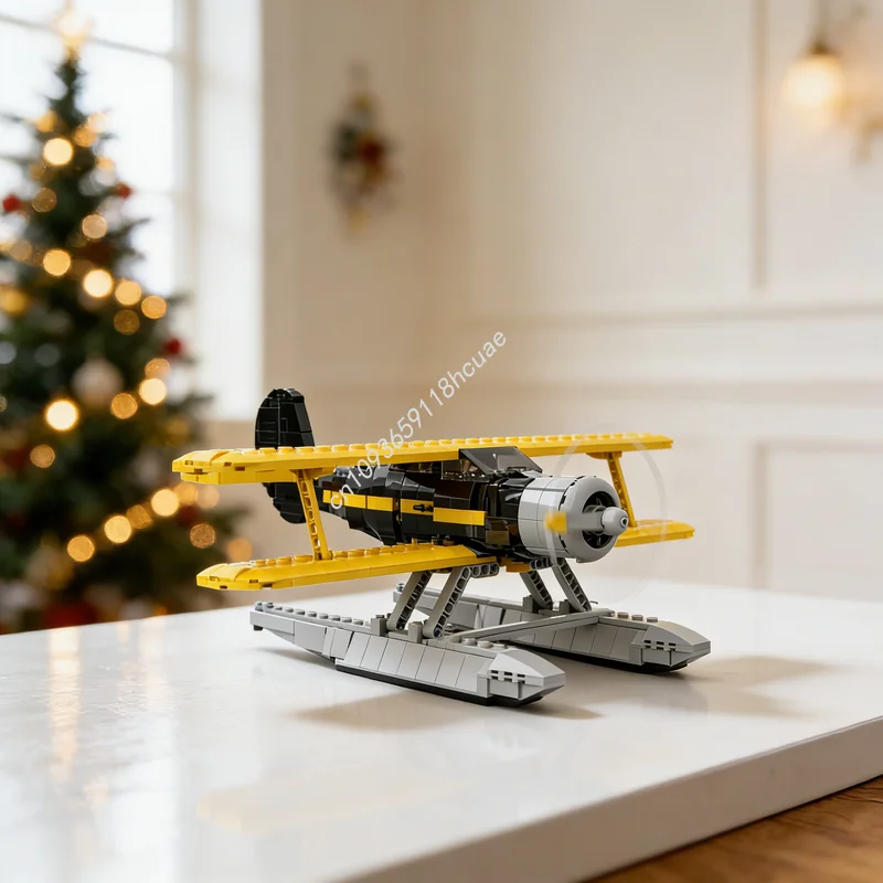 

1058 деталей MOC Конструктор Beechcraft Staggerwing Floatplane, модель-игрушка, подарок на Рождество, архитектурная идея, развивающая игрушка