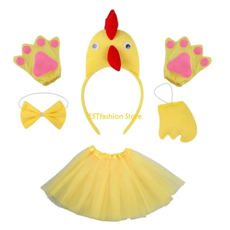 

Y5GC костюм курицы, повязка на голову, головной убор, повязка на голову в виде петуха, юбка-бабочка