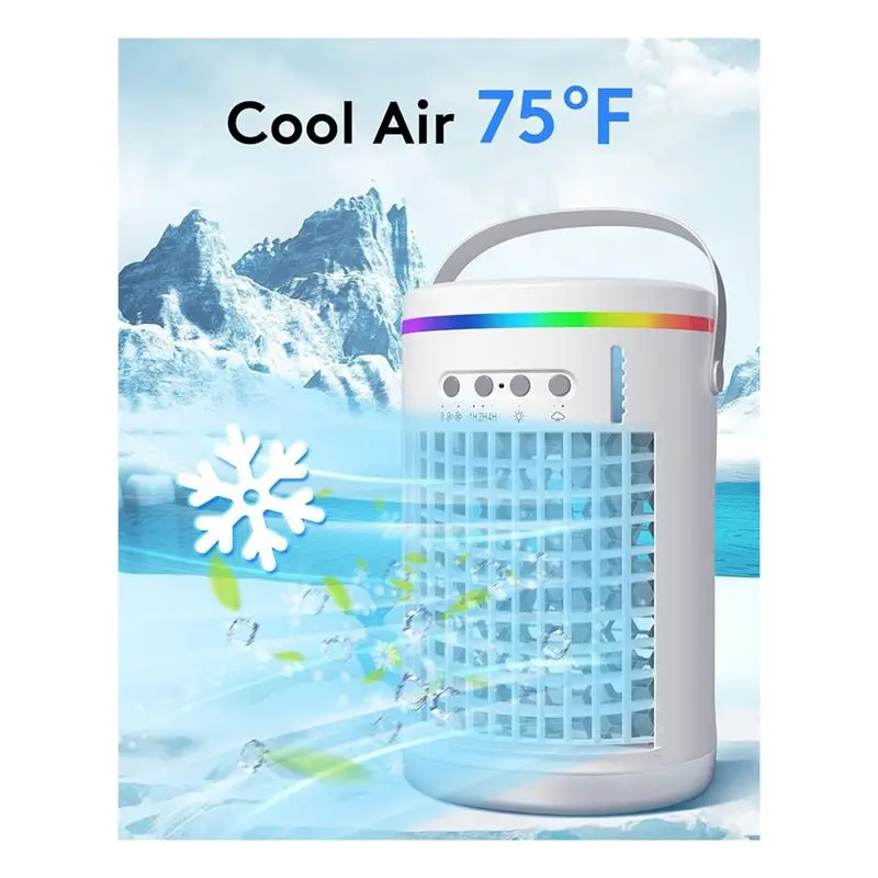 B02C-Portable Air Conditioners With Remote,Evaporative Mini Air Conditioner Portable AC Unit,Lights Personal Air Conditioner