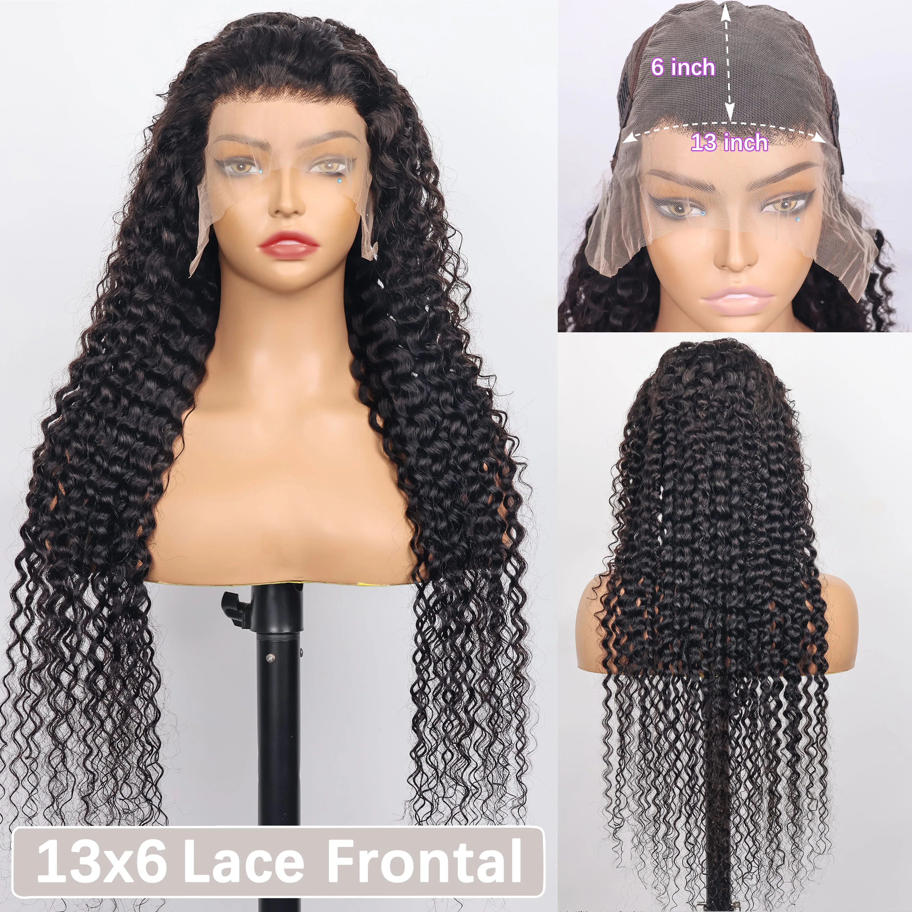 Curly Wig Human Hair 30 Inch Deep Wave 13x6 HD Lace Front Human Hair Wig 13X4 HD Water Wave Lace Wigs Pre Plucked For Women