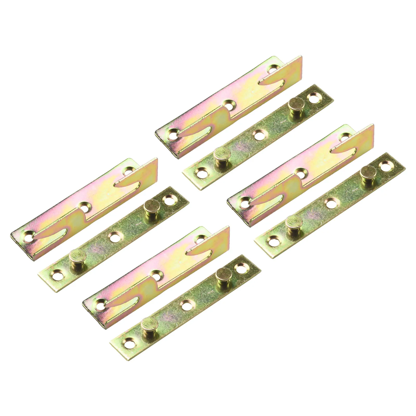 Non Mortise Bed Furniture Hinge Fixing Connector Set of 4 Cold Rolled Steel Brass Tone Bed Rail Bracket Non Mortise
